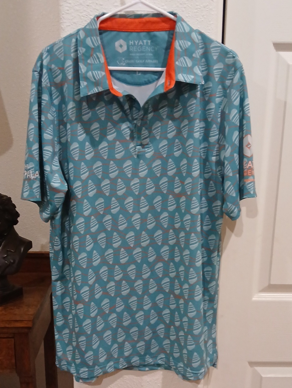 Oahu Golf Apparel Hyatt Regency Maui Resort Seashell Polo Shirt Mens L Teal
